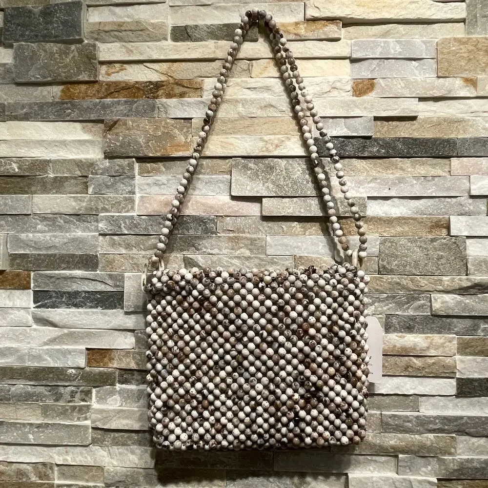 Rachel Ashwell Marble Beaded Shoulder Bag | Neutral Cottagecore Crossbody NWT